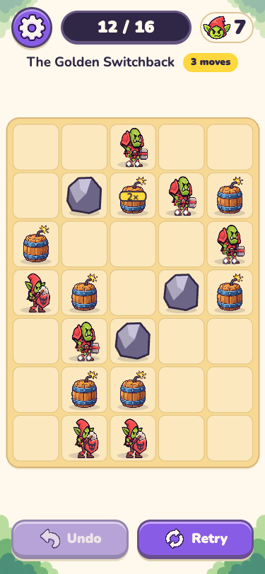A puzzle with double-damage gold barrels